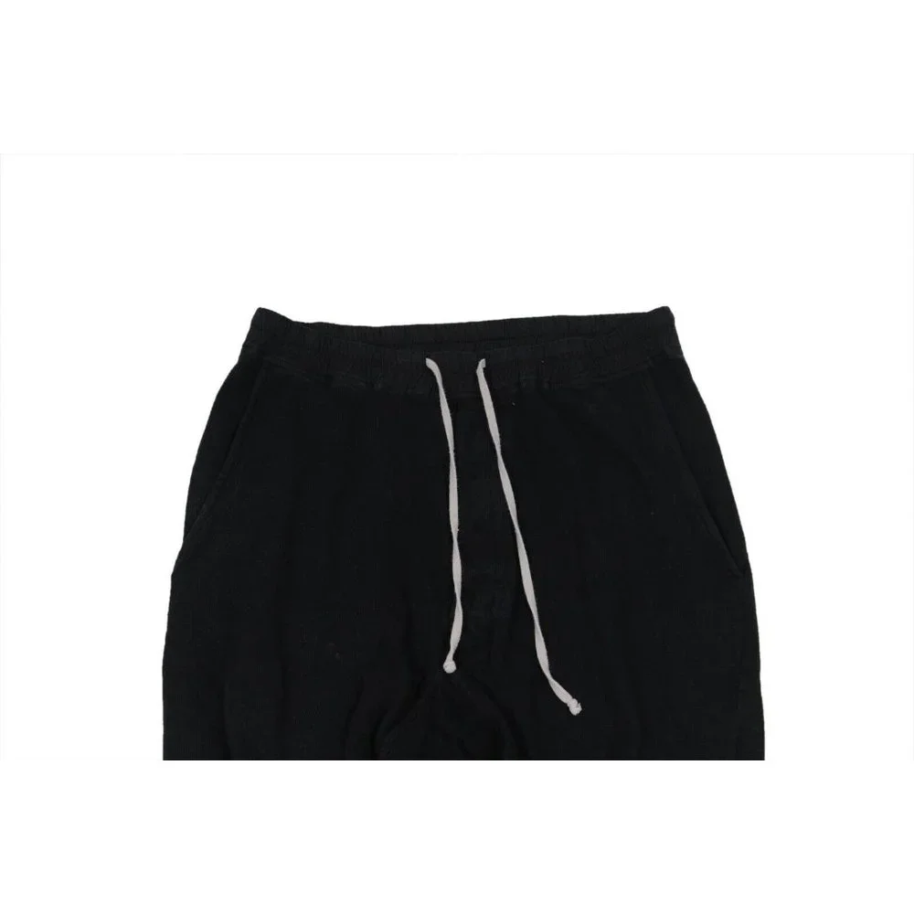Rick Owens Men Cropped Pants Medium Black Cotton Drop Crotch Drawstring Trousers - Picture 6 of 10